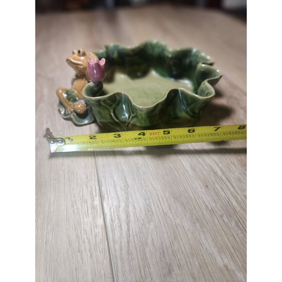 Whimsical Frog & Tulip Ceramic Trinket Dish - Picture 4 of 5